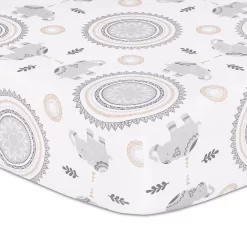The Peanutshell Boho Elephants & Medallion Fitted Crib Sheet