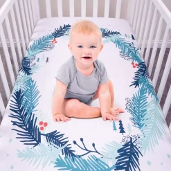 Trend Lab My Tiny Moments Spruce Wreath Flannel Photo Op Fitted Crib Sheet -Baby World 3592423 ALT2