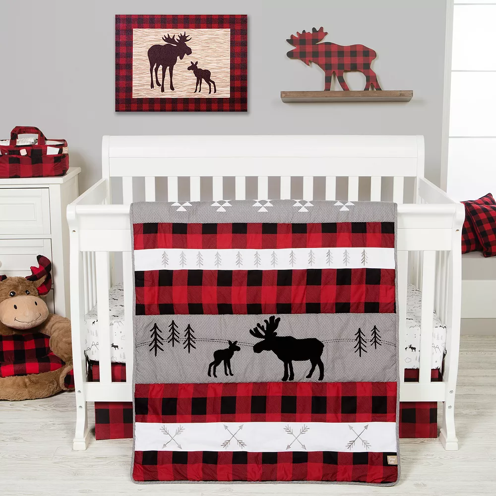 Trend Lab Lumberjack Moose 3 Piece Crib Bedding Set 1 Trend Lab Lumberjack Moose 3 Piece Crib Bedding Set
