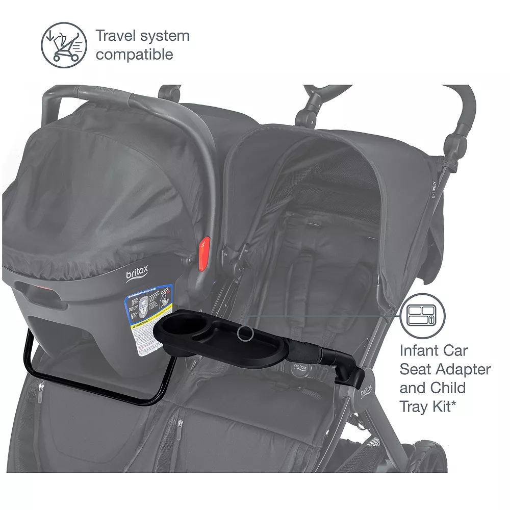 Britax B-Lively Double Stroller Infant Seat Adapter And Child Tray 2 Britax B-Lively Double Stroller Infant Seat Adapter And Child Tray - Image 2