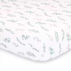 The Peanut Shell Farmhouse Floral Leaves Fitted Crib Sheet