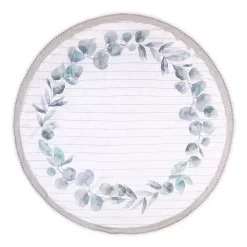 The Peanut Shell Farmhouse Gray Leaves Round Blanket With Teether