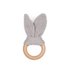 The Peanut Shell Farmhouse Gray Leaves Round Blanket With Teether -Baby World 3721362 ALT2