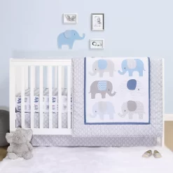 The Peanutshell Sleepy Elephant 3 Piece Crib Bedding Set