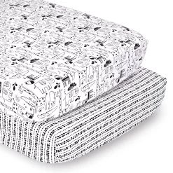The Peanutshell 2 Pack Black & White Crib Sheets