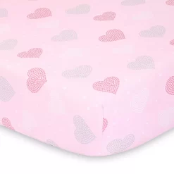 The Peanutshell 2 Pack Pink Elephants & Hearts Fitted Crib Sheets -Baby World 4410914 ALT2
