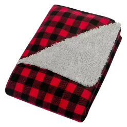 Trend Lab Red & Black Buffalo Check Flannel & Faux Shearling Baby Blanket -Baby World 4455254 ALT3