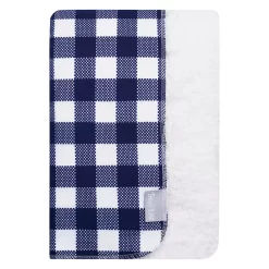 Trend Lab Navy & White Buffalo Check Flannel & Faux Shearling Baby Blanket