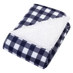 Trend Lab Navy & White Buffalo Check Flannel & Faux Shearling Baby Blanket 7 Trend Lab Navy & White Buffalo Check Flannel & Faux Shearling Baby Blanket -Baby World 4455256 ALT3