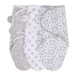 The Peanutshell Grey Safari Sky 3-Pack Swaddle