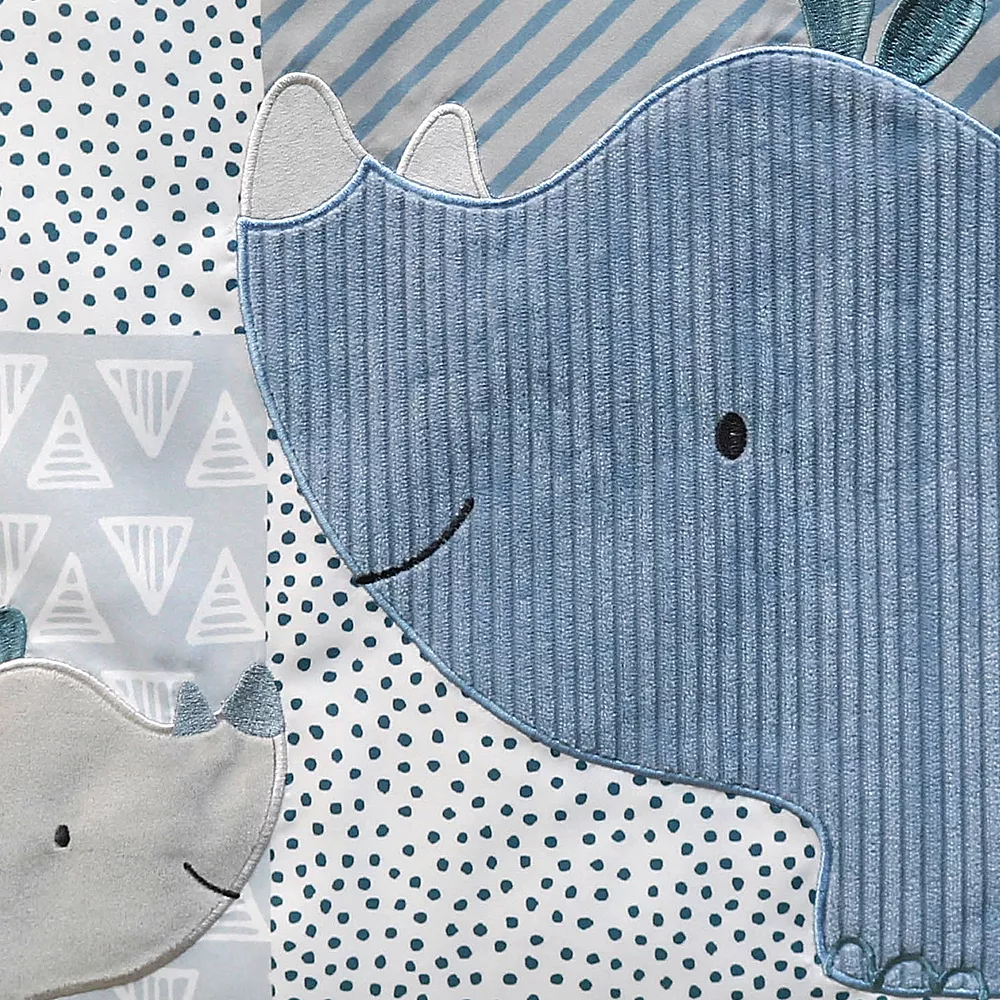 The Peanutshell Rhino 3-Piece Crib Bedding Set 4 The Peanutshell Rhino 3-Piece Crib Bedding Set - Image 4