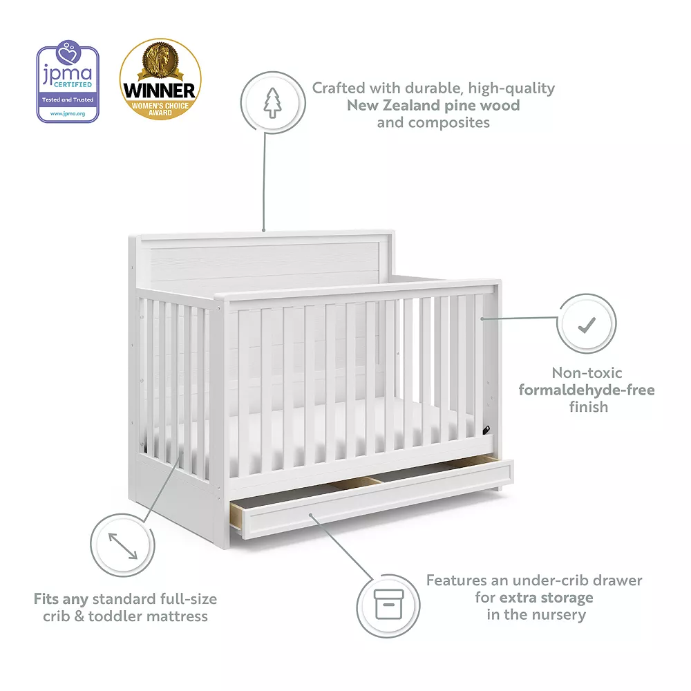 Graco Storkcraft Luna 4-in-1 Convertible Crib With Drawer 4 Graco Storkcraft Luna 4-in-1 Convertible Crib With Drawer - Image 4