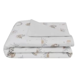 Living Textiles Rainbow Sloth Jersey Sherpa Blanket