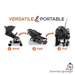 Jovial Portable Folding Lightweight Compact Baby Stroller With Travel Bag, Black -Baby World 5956865 ALT2