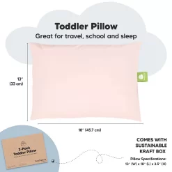KeaBabies 2pk Toddler Pillow - Soft Organic Cotton Toddler Pillows For Sleeping - 13X18 Small Pillow For Kids -Baby World 5996144 ALT2