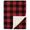 Hudson Baby Infant Plush Blanket With Sherpa Back, Buffalo Plaid, One Size