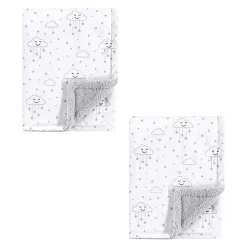 Hudson Baby Unisex Baby Plush Mink And Sherpa Blanket, Gray Clouds 2-Piece, One Size