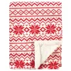 Hudson Baby Infant Plush Blanket With Sherpa Back, Red Fair Isle, One Size
