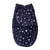 Hudson Baby Infant Plush Swaddle Wrap, Navy Star, 0-3 Months