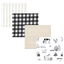 Hudson Baby Unisex Cotton Flannel Receiving Blankets, Neutral Farm, One Size