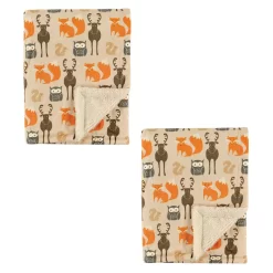 Hudson Baby Unisex Baby Plush Mink And Sherpa Blanket, Forest 2-Piece, One Size