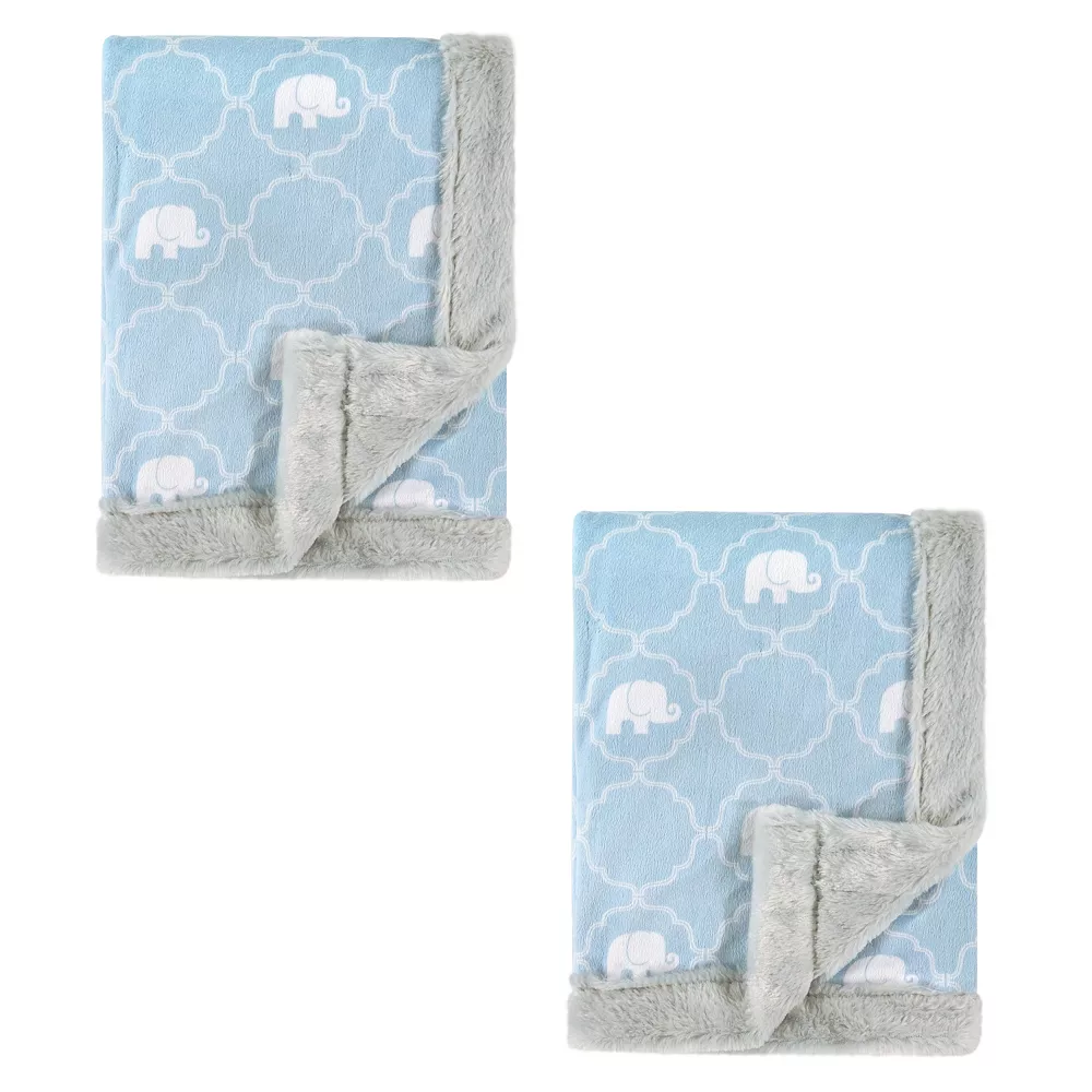 Hudson Baby Unisex Baby Plush Blanket With Furry Binding And Back, Elephant 2-Piece, One Size 1 Hudson Baby Unisex Baby Plush Blanket With Furry Binding And Back, Elephant 2-Piece, One Size