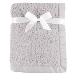 Hudson Baby Infant Sherpa Plush Blanket With Satin Binding, Gray, One Size