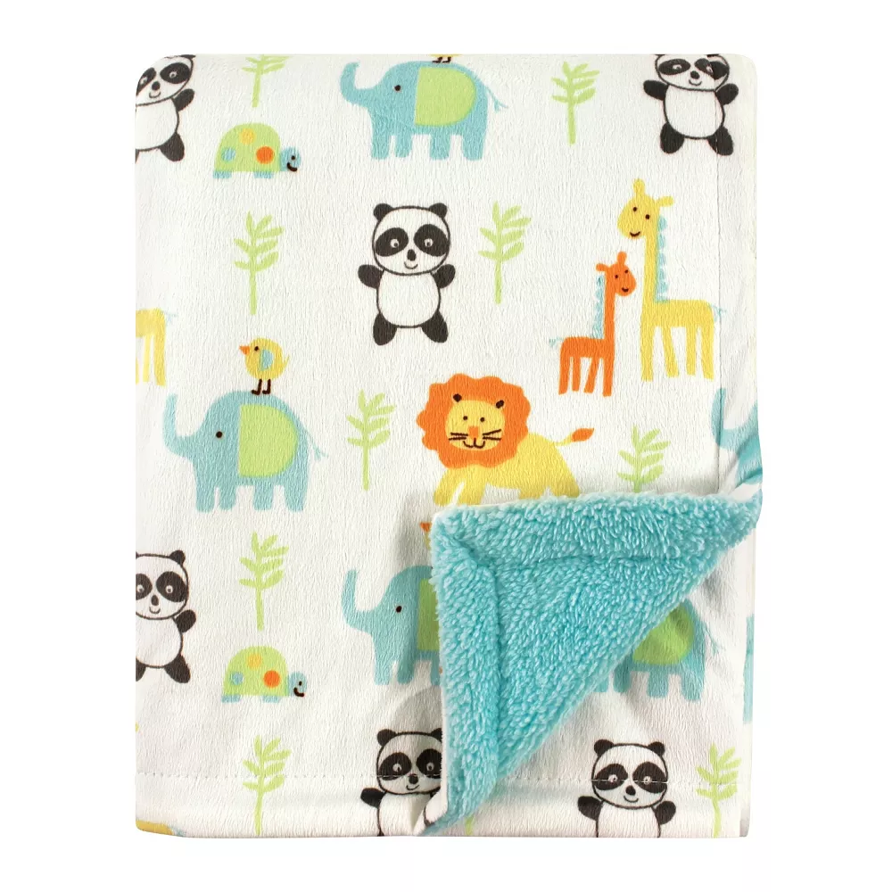 Luvable Friends Baby Plush Blanket With Sherpa Back, Neutral Animals, One Size 1 Luvable Friends Baby Plush Blanket With Sherpa Back, Neutral Animals, One Size