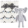 Hudson Baby Infant Plush Blanket With Toy, Modern Elephant, One Size