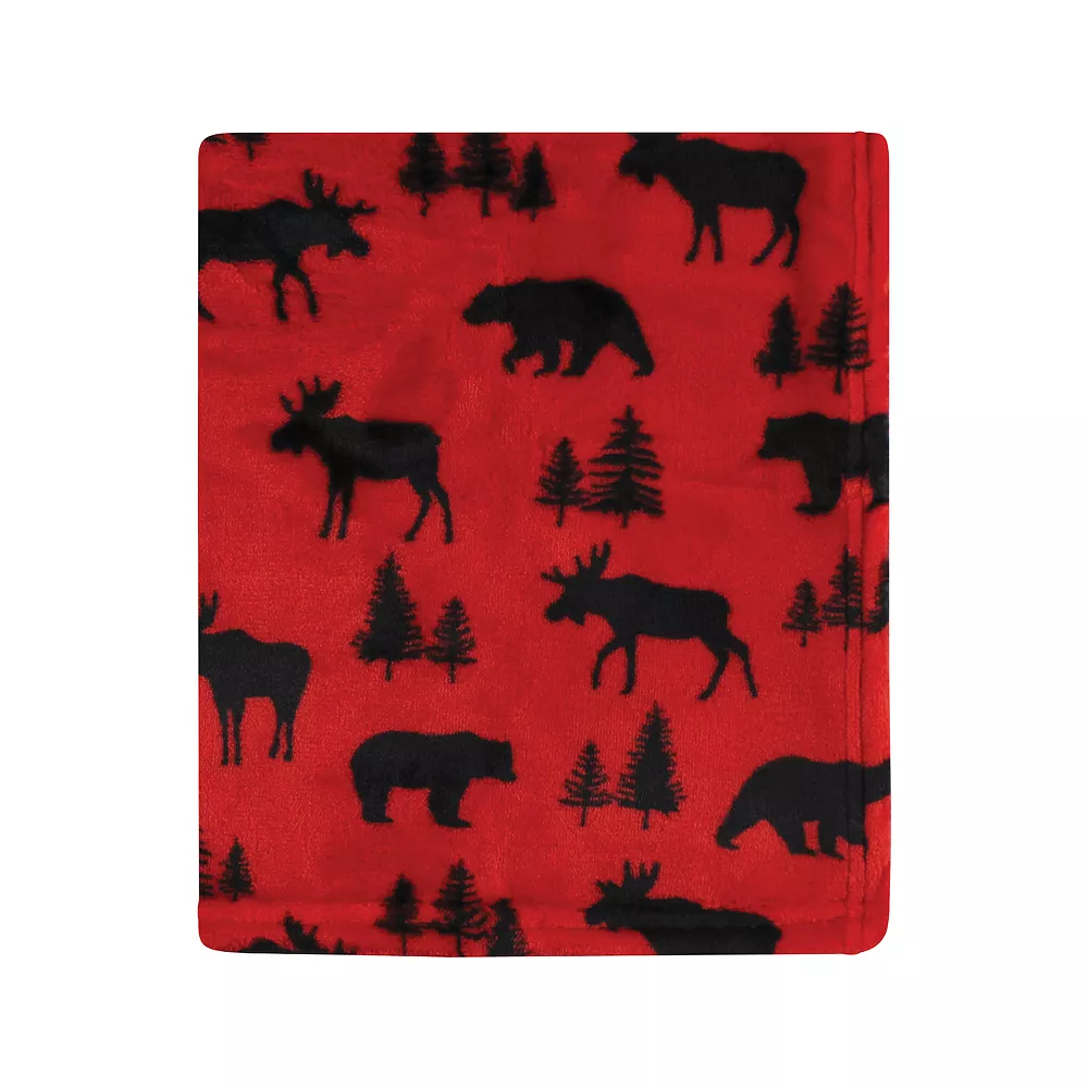 Hudson Baby Unisex Baby Silky Plush And Coral Fleece Blanket, Red Moose Bear, 30x36 Inches 3 Hudson Baby Unisex Baby Silky Plush And Coral Fleece Blanket, Red Moose Bear, 30x36 Inches - Image 3