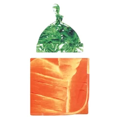 Touched By Nature Baby Organic Cotton Swaddle Blanket And Headband Or Cap, Carrot, One Size