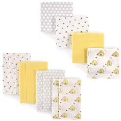 Hudson Baby Unisex Baby Cotton Flannel Burp Cloths And Receiving Blankets, 8-Piece, Bee, One Size