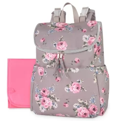 Baby Essentials Multi-Function Floral Diaper Backpack And Travel Nappy Baby Bag With Changing Pad And Stroller Straps