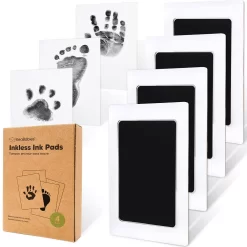 KeaBabies 4pk Inkless Hand And Footprint Kit, Ink Pad For Baby Hand And Footprints, Mess Free Baby Imprint Kit