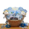GBDS Double Delight Twins New Baby Gift Basket - Blue - Baby Bath Set - Baby Boy Gift Basket