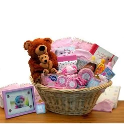 GBDS Deluxe Welcome Home Precious Baby Basket-Pink - Baby Bath Set - Baby Girl Gifts