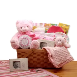 GBDS My First Teddy Bear New Baby Gift Basket - Pink - Baby Bath Set - Baby Girl Gifts