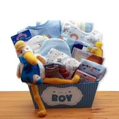 GBDS A Special Delivery New Baby Gift Basket - Blue - Baby Bath Set - Baby Boy Gift Basket