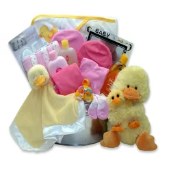 GBDS Bath Time Baby New Baby Basket-Pink - Baby Bath Set - Baby Girl Gifts - New Baby Gift Basket