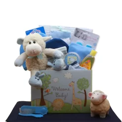 GBDS Welcome New Baby Gift Box Blue - Baby Bath Set - Baby Boy Gift Basket - New Baby Gift Basket