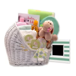 GBDS Welcome Baby Bassinet New Baby Basket-Yellow/Teal - Baby Bath Set - New Baby Gift Basket