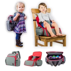 Cozy Cover 3 In 1 Portable Baby Booster Seat Diaper Backpack Bag, Red & Gray -Baby World 6288798 ALT3
