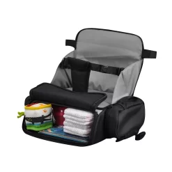 Cozy Cover 3 In 1 Portable Baby Booster Seat Diaper Backpack Bag, Black & Gray