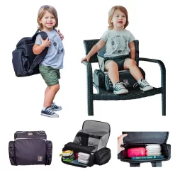 Cozy Cover 3 In 1 Portable Baby Booster Seat Diaper Backpack Bag, Black & Gray -Baby World 6288947 ALT2