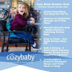 Cozy Cover 3 In 1 Portable Baby Booster Seat Diaper Backpack Bag, Black & Gray -Baby World 6288947 ALT3